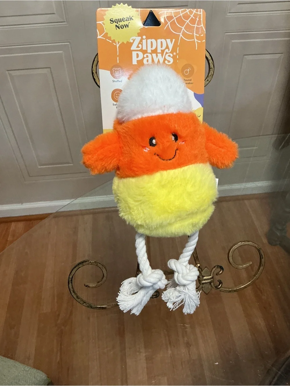 Zippy Paws Interactive Squeaker Dog Toy - Halloween 12” Candy corn With Legs